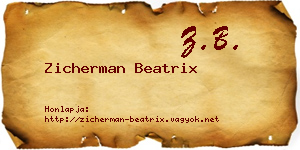 Zicherman Beatrix névjegykártya